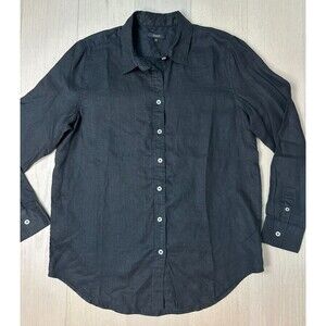 Quince Black Linen Button Down Effortless Chic Minimal Euro Summer Staple M